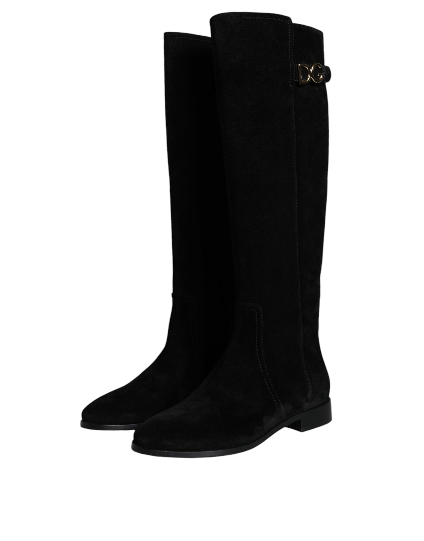 Bottes hautes en daim noir Dolce &amp; Gabbana