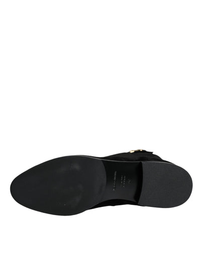 Bottes hautes en daim noir Dolce &amp; Gabbana