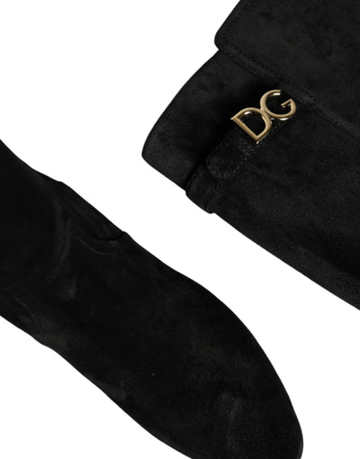 Bottes hautes en daim noir Dolce &amp; Gabbana