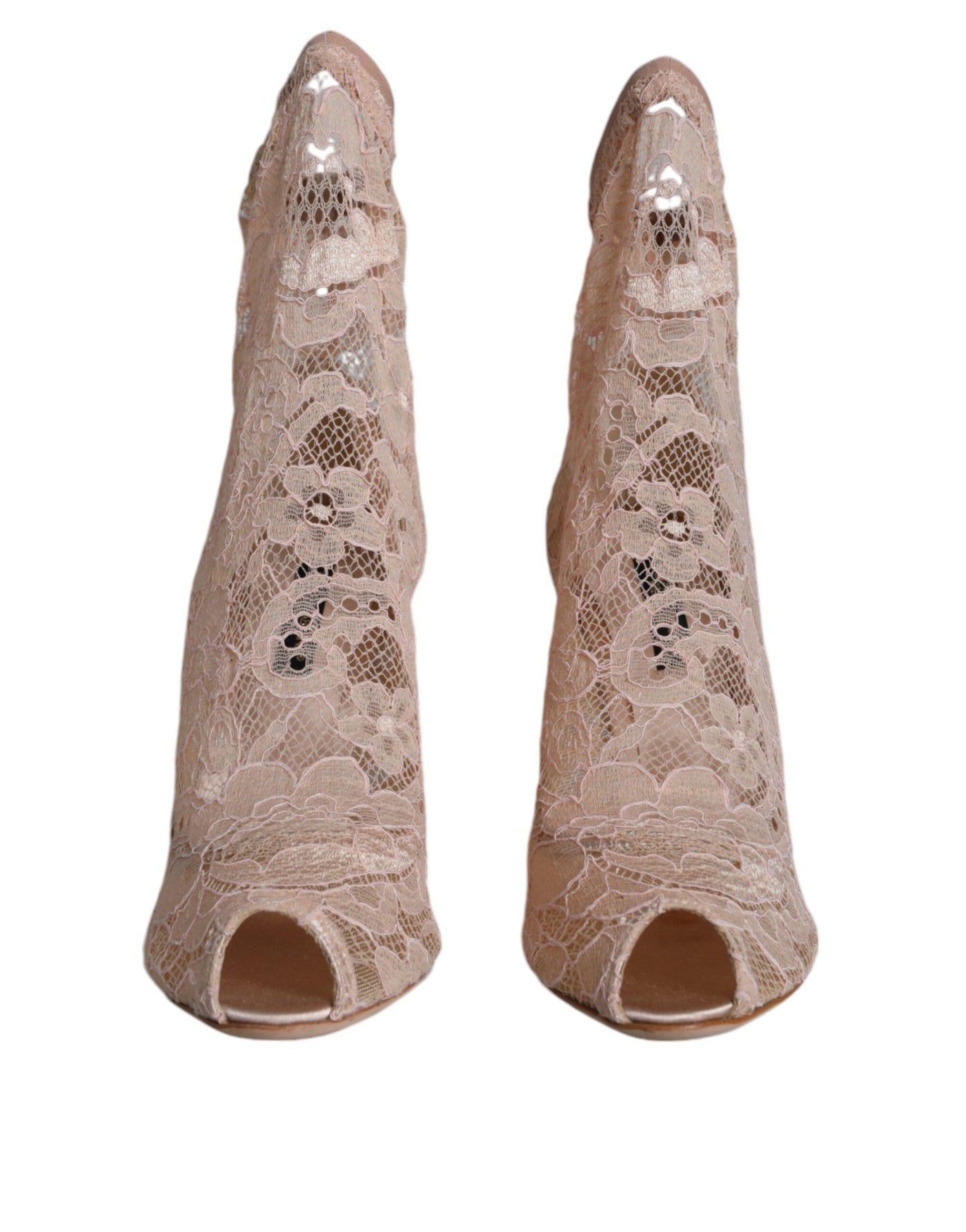 Bottes en dentelle extensible beige Dolce &amp; Gabbana Taormina