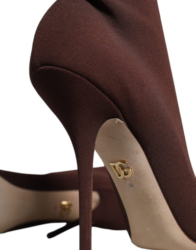 Chaussures à talons aiguilles marron Dolce &amp; Gabbana, chaussettes, bottines