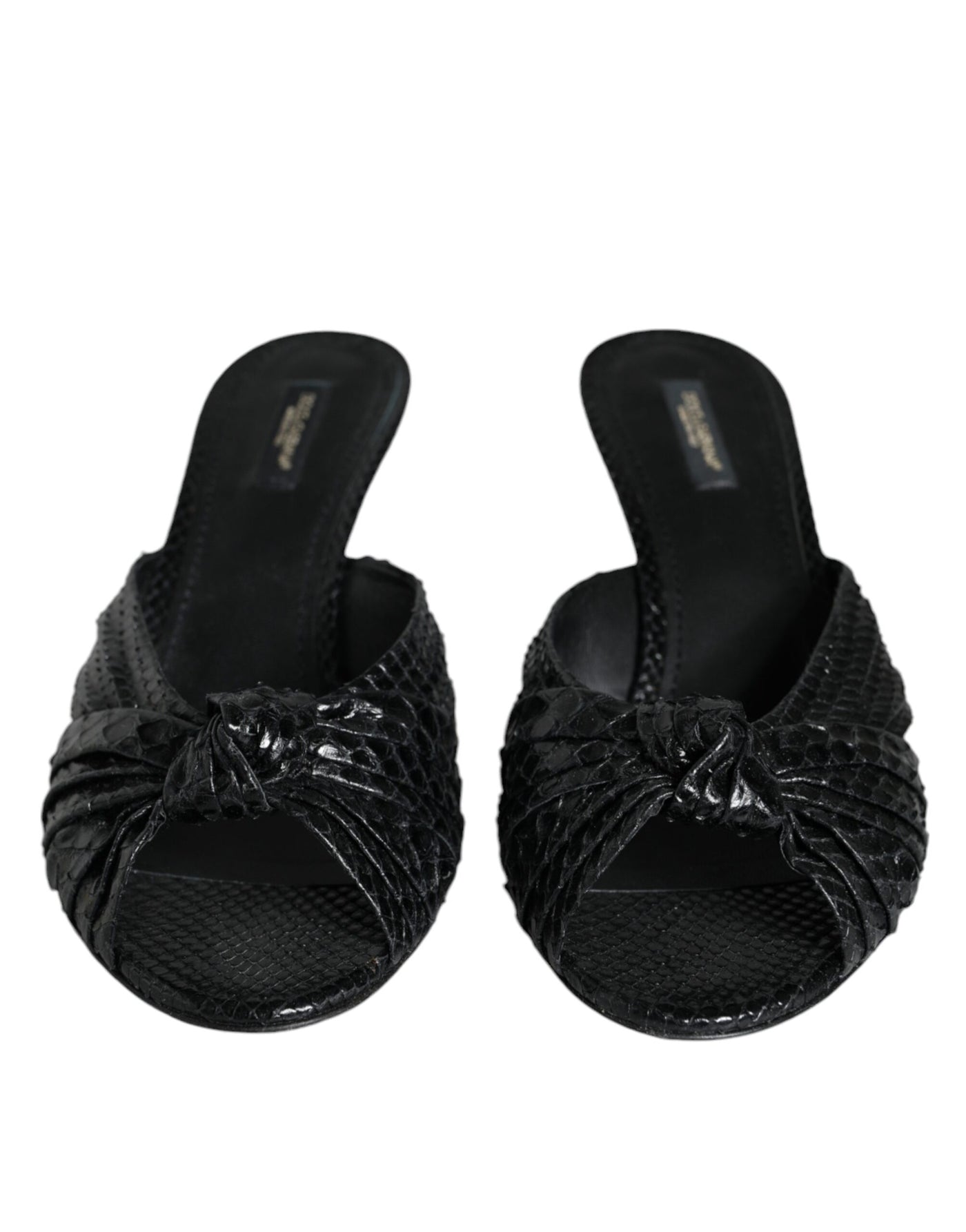 Dolce &amp; Gabbana Zwarte Leren Hakken Slides Sandalen Schoenen