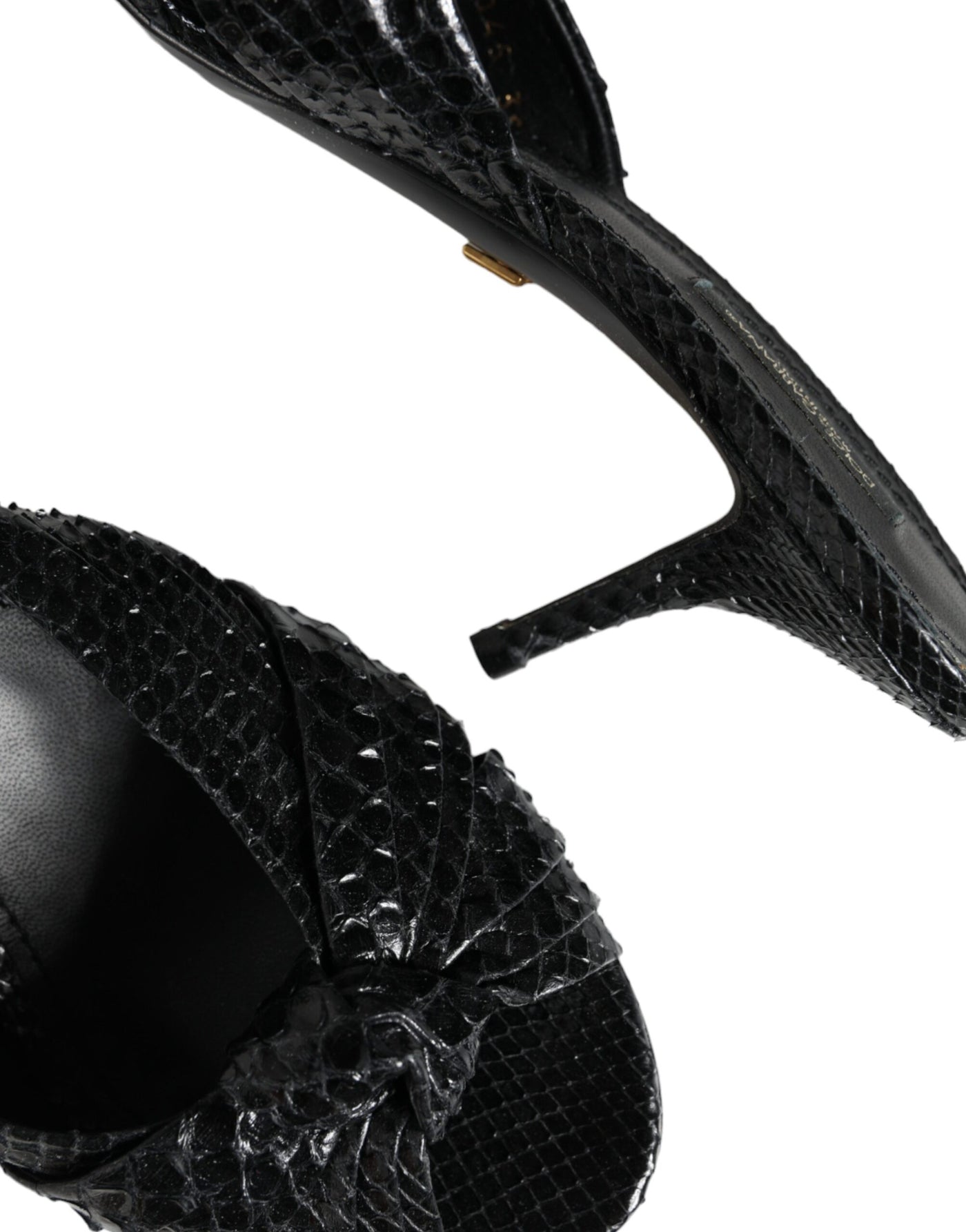 Dolce &amp; Gabbana Zwarte Leren Hakken Slides Sandalen Schoenen