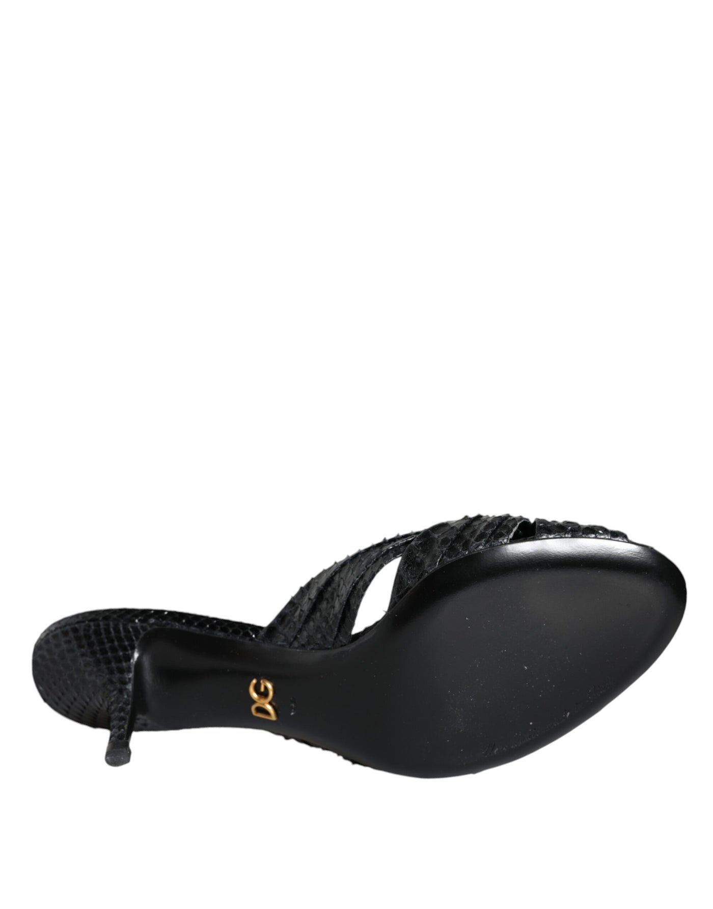 Dolce &amp; Gabbana Zwarte Leren Hakken Slides Sandalen Schoenen