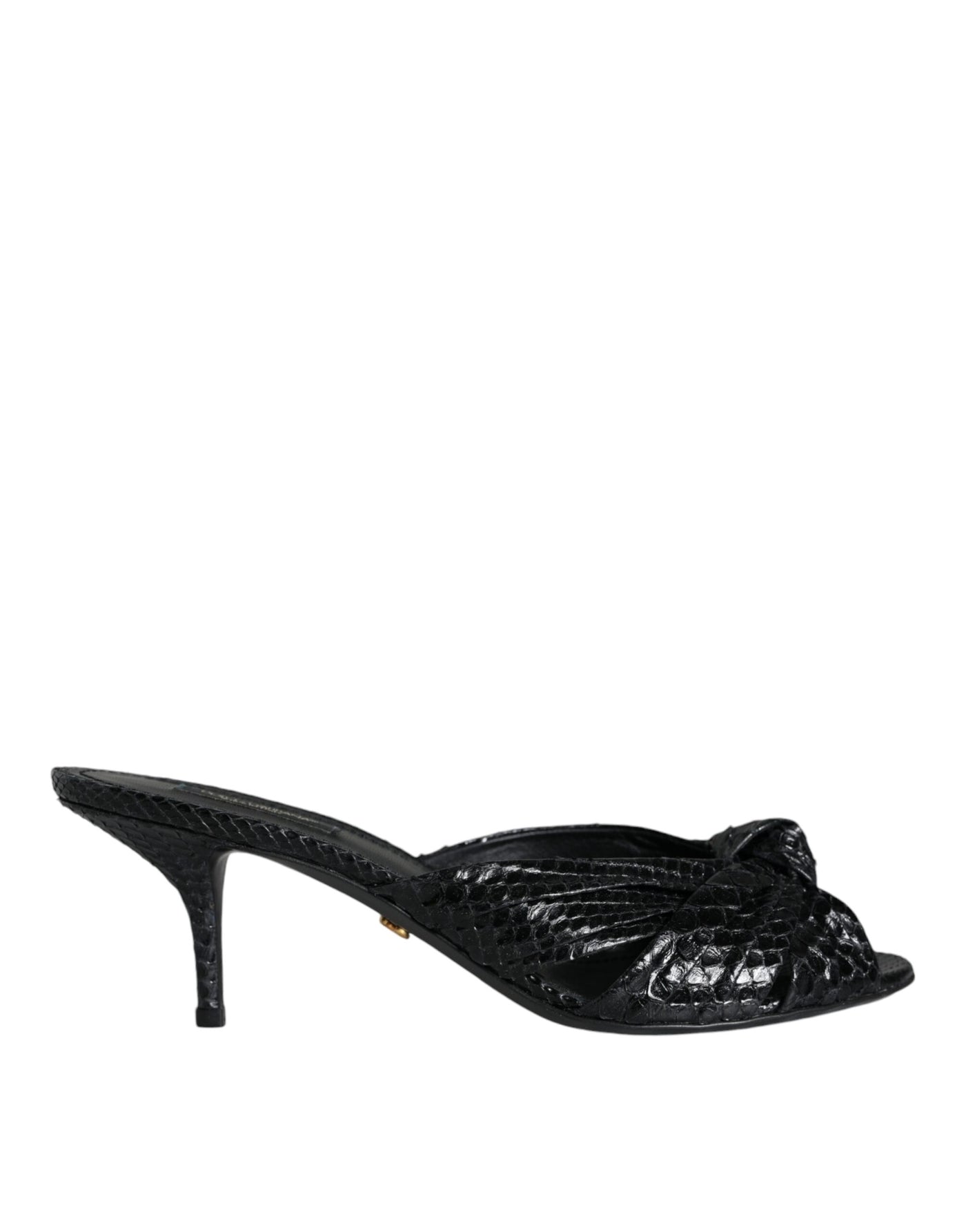 Dolce &amp; Gabbana Zwarte Leren Hakken Slides Sandalen Schoenen