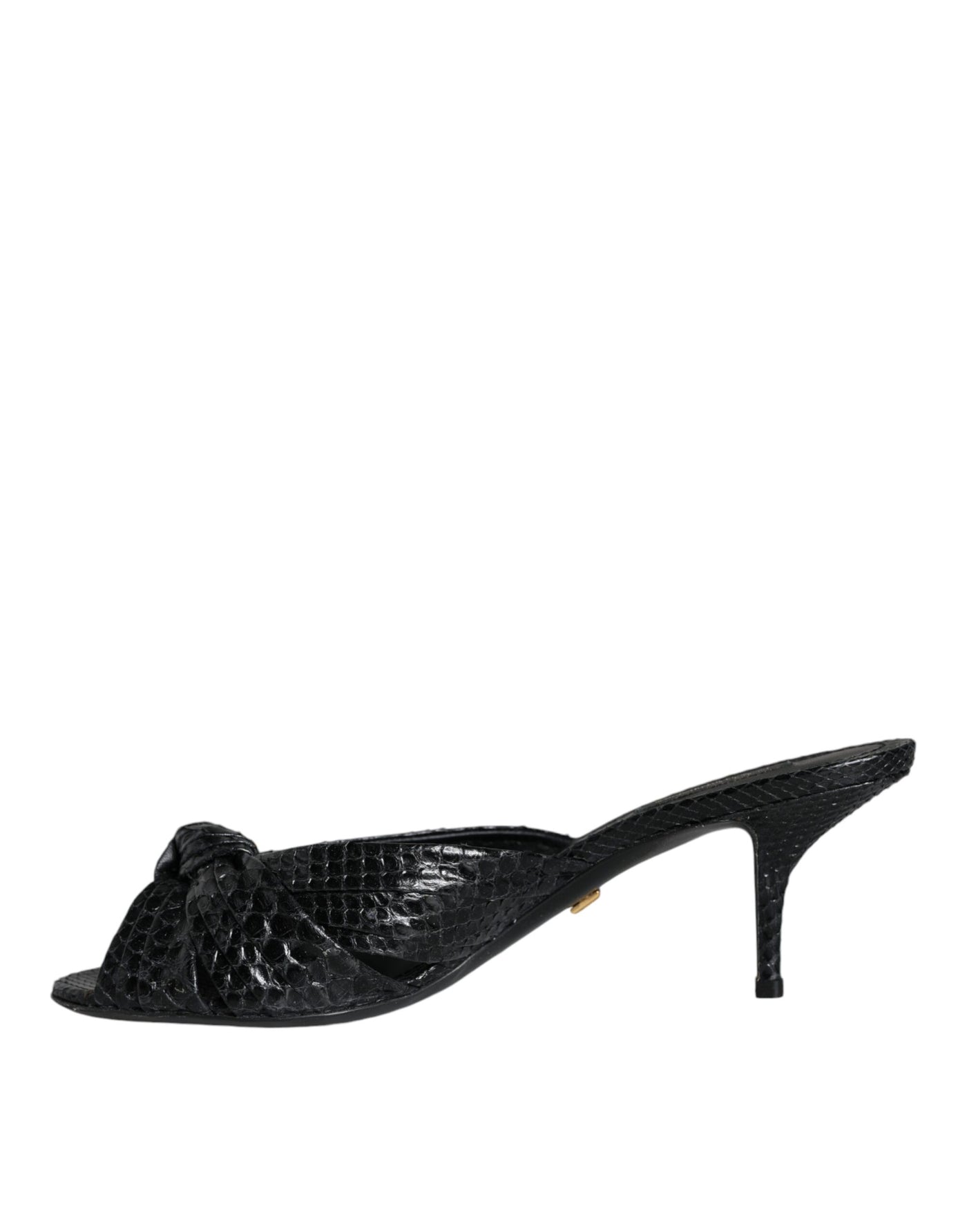 Dolce &amp; Gabbana Zwarte Leren Hakken Slides Sandalen Schoenen