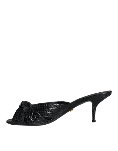 Dolce &amp; Gabbana Zwarte Leren Hakken Slides Sandalen Schoenen