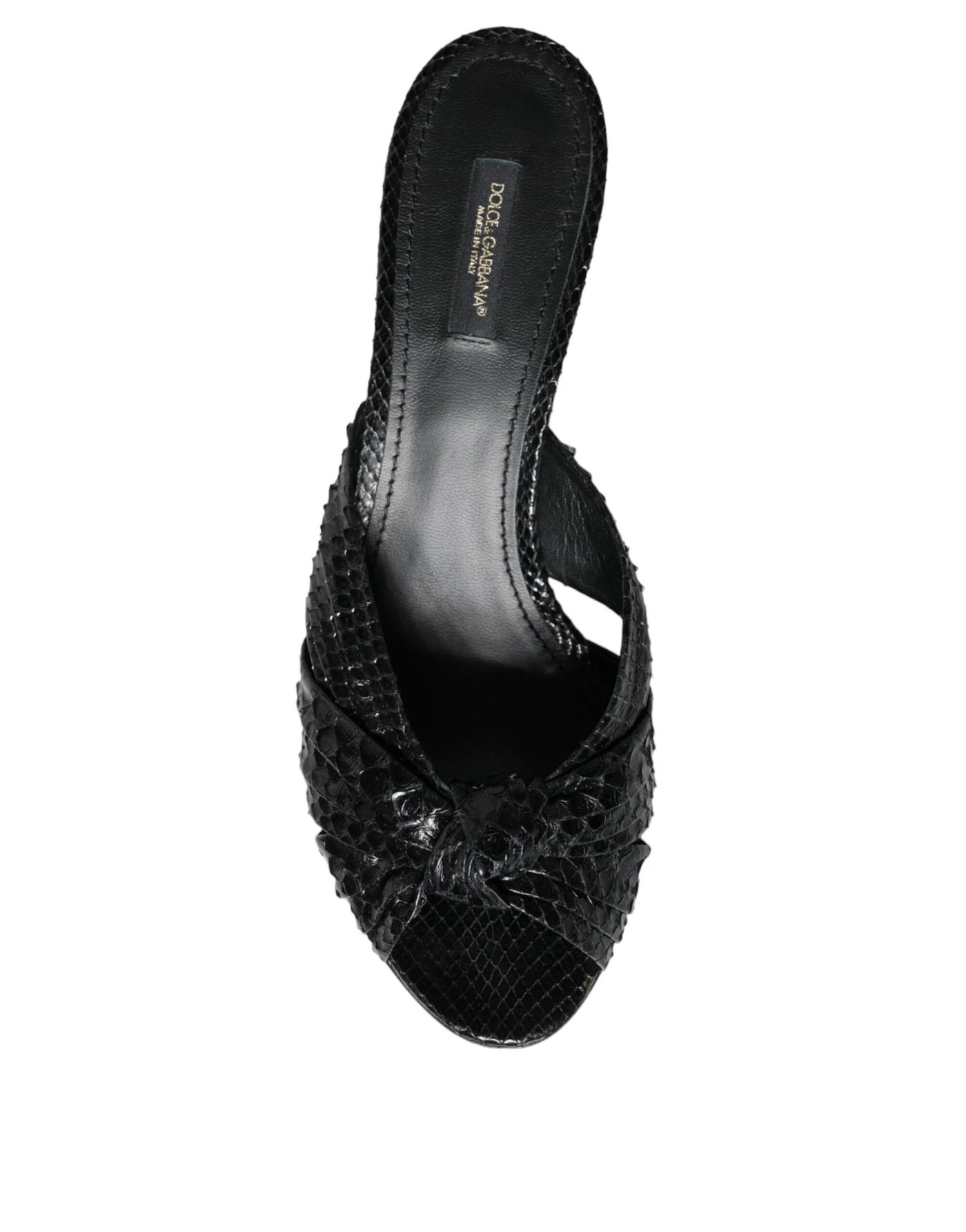 Dolce &amp; Gabbana Zwarte Leren Hakken Slides Sandalen Schoenen