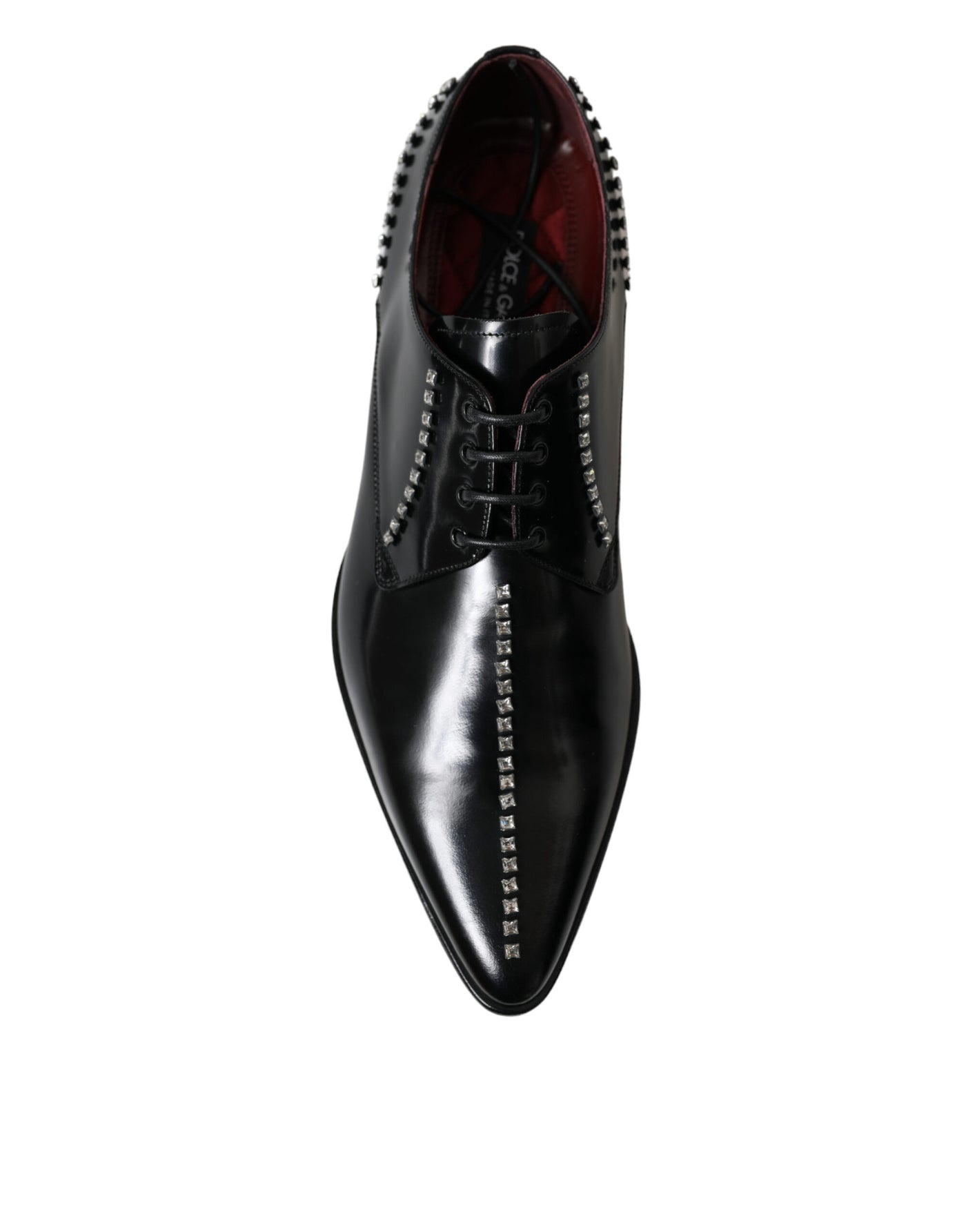 Dolce &amp; Gabbana Zwarte Leren Kristallen Formele Schoenen