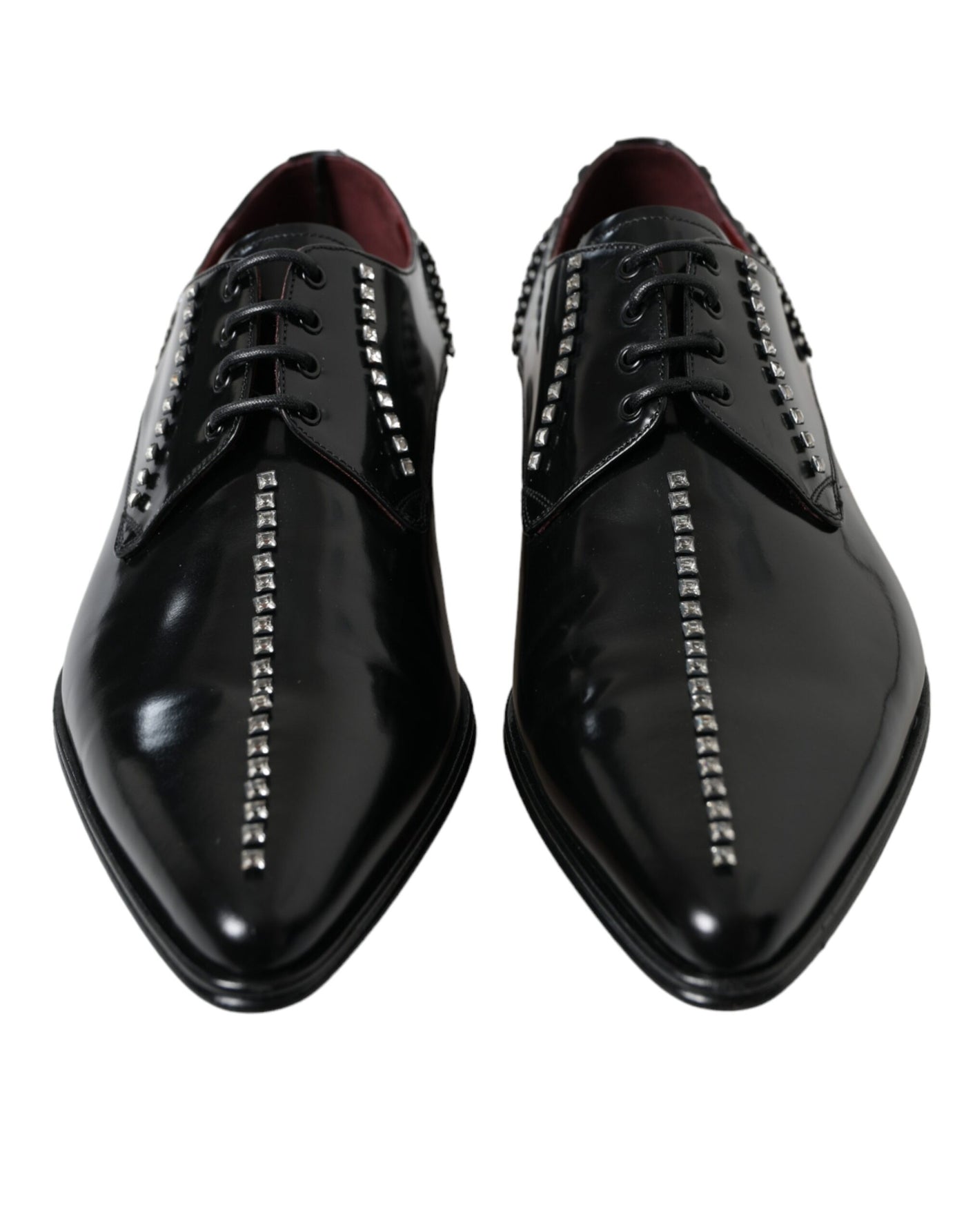 Dolce &amp; Gabbana Zwarte Leren Kristallen Formele Schoenen
