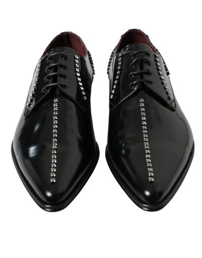 Dolce &amp; Gabbana Zwarte Leren Kristallen Formele Schoenen