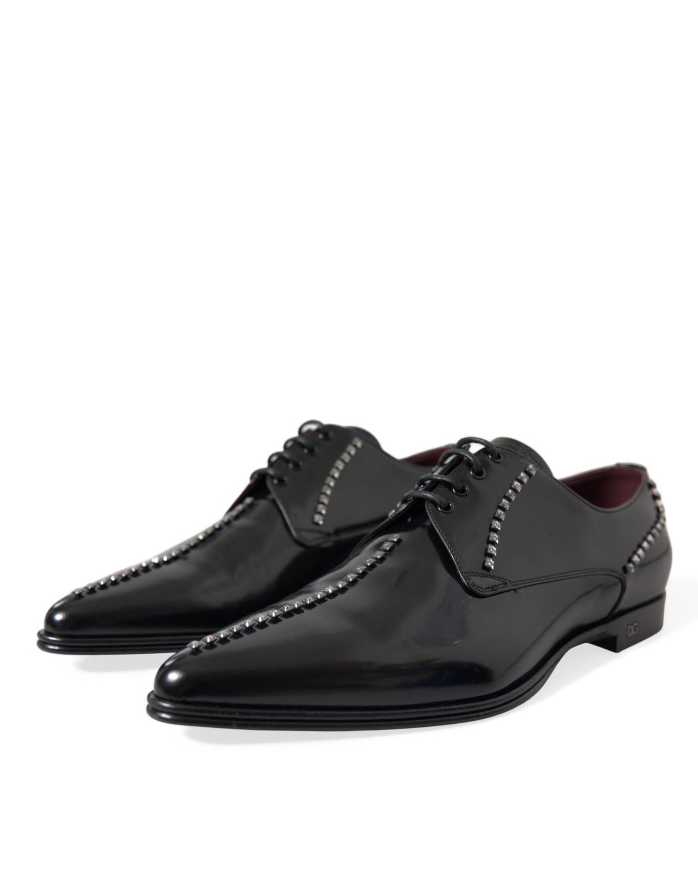 Dolce &amp; Gabbana Zwarte Leren Kristallen Formele Schoenen
