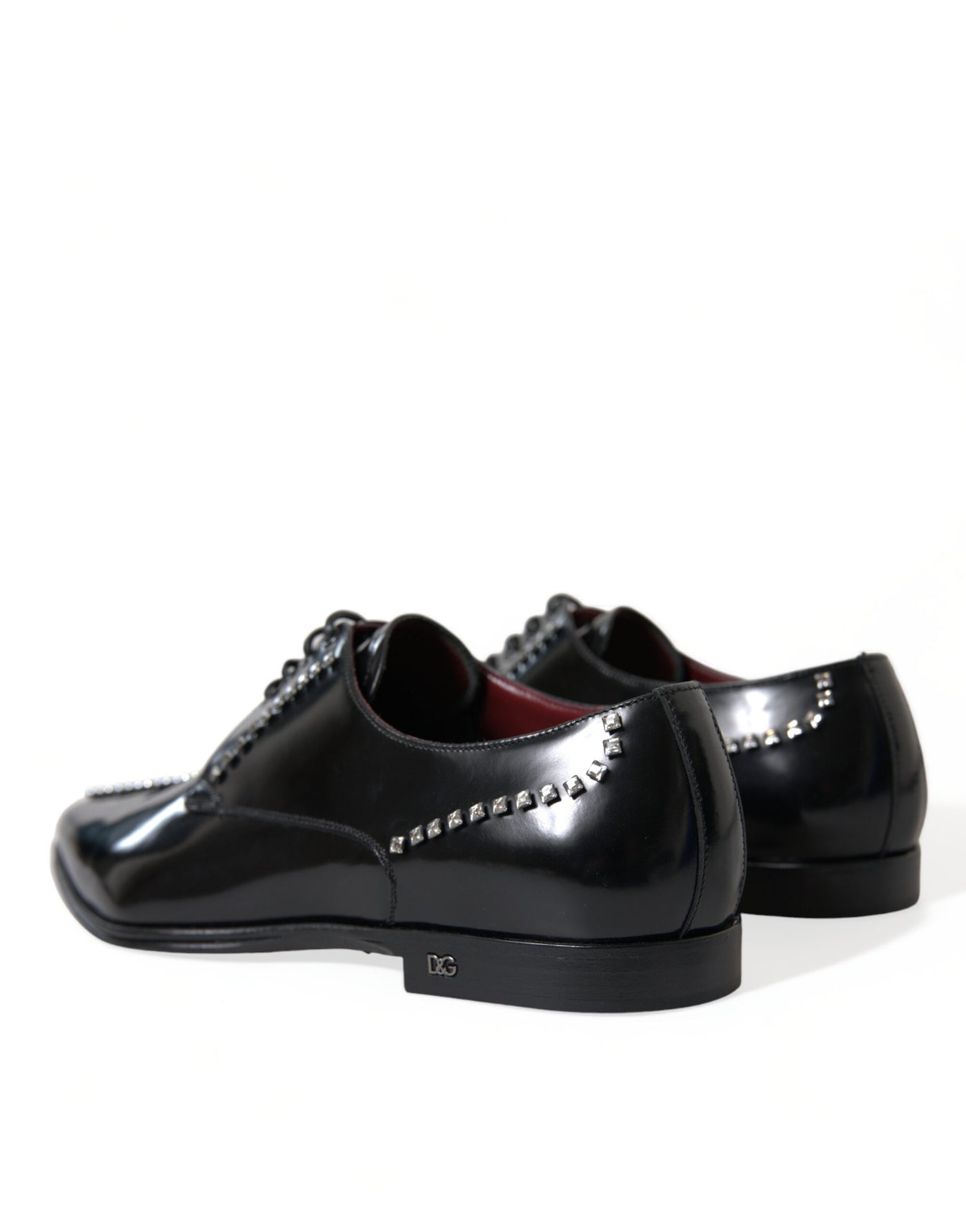 Dolce &amp; Gabbana Zwarte Leren Kristallen Formele Schoenen