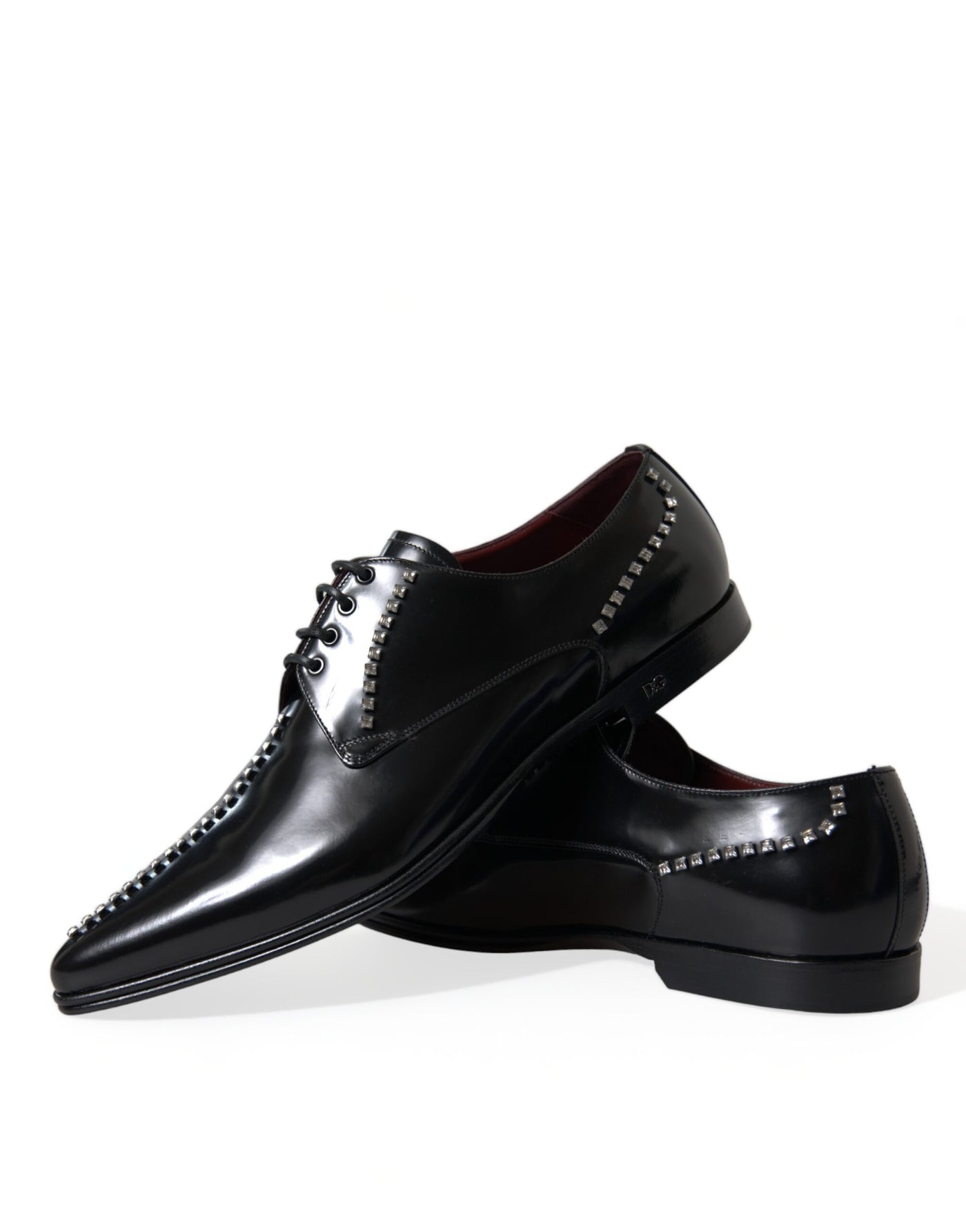 Dolce &amp; Gabbana Zwarte Leren Kristallen Formele Schoenen