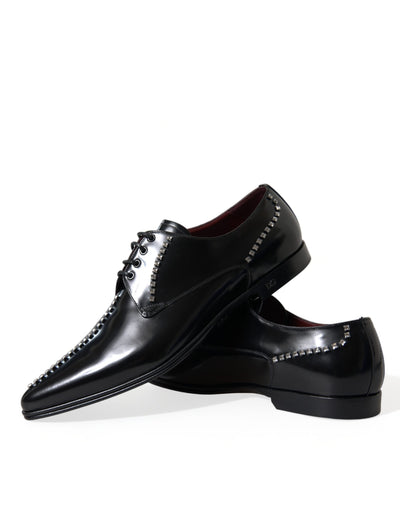 Dolce &amp; Gabbana Zwarte Leren Kristallen Formele Schoenen
