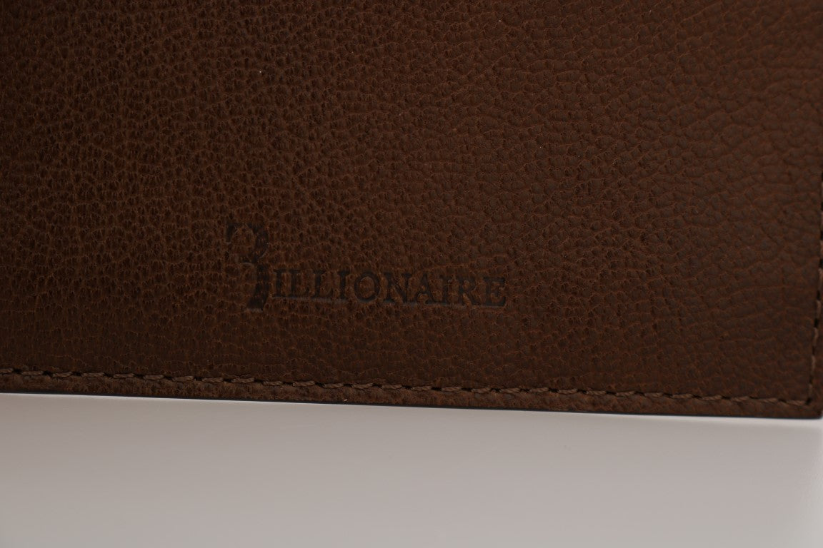 Billionaire Italiaanse Couture Bruine Leren Kaarthouder Portemonnee