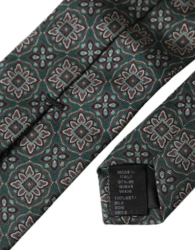 Cravate ajustable pour homme Dolce &amp; Gabbana en 100 % soie à motifs verts