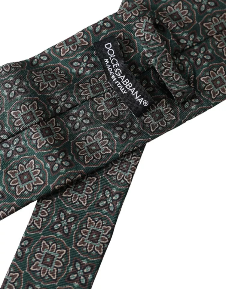 Cravate ajustable pour homme Dolce &amp; Gabbana en 100 % soie à motifs verts