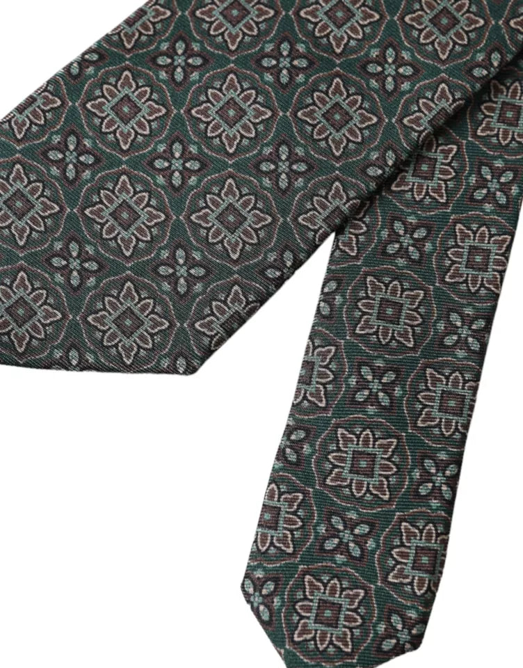 Cravate ajustable pour homme Dolce &amp; Gabbana en 100 % soie à motifs verts