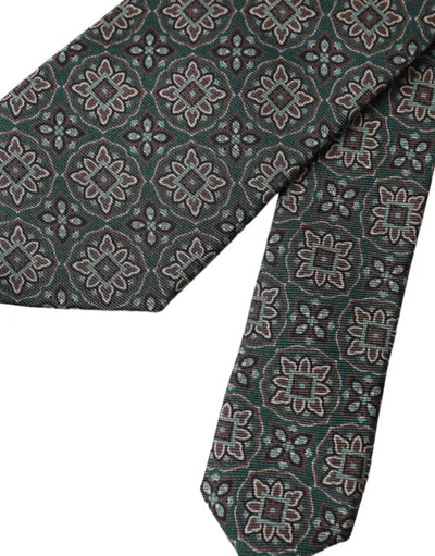 Cravate ajustable pour homme Dolce &amp; Gabbana en 100 % soie à motifs verts