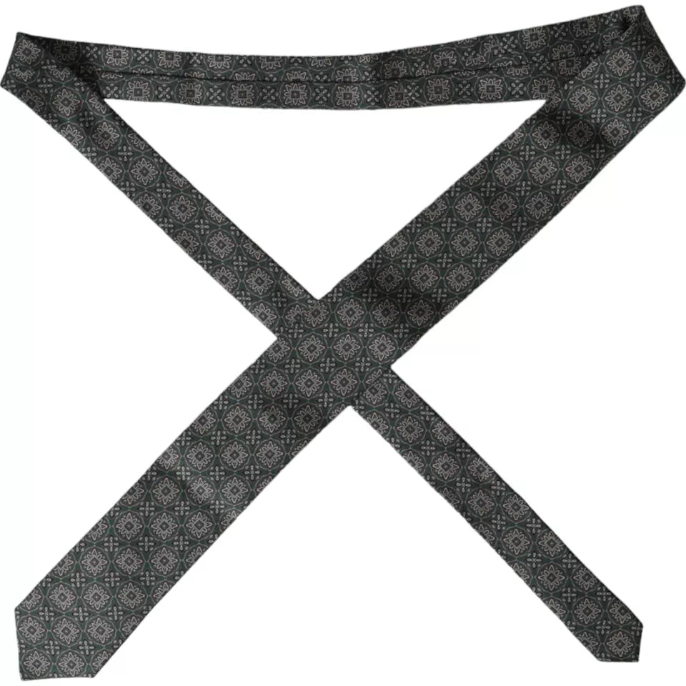 Cravate ajustable pour homme Dolce &amp; Gabbana en 100 % soie à motifs verts