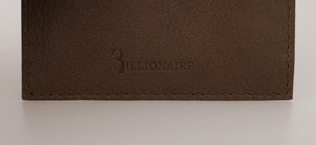 Billionaire Italiaanse Couture Bruine Leren Kaarthouder Portemonnee
