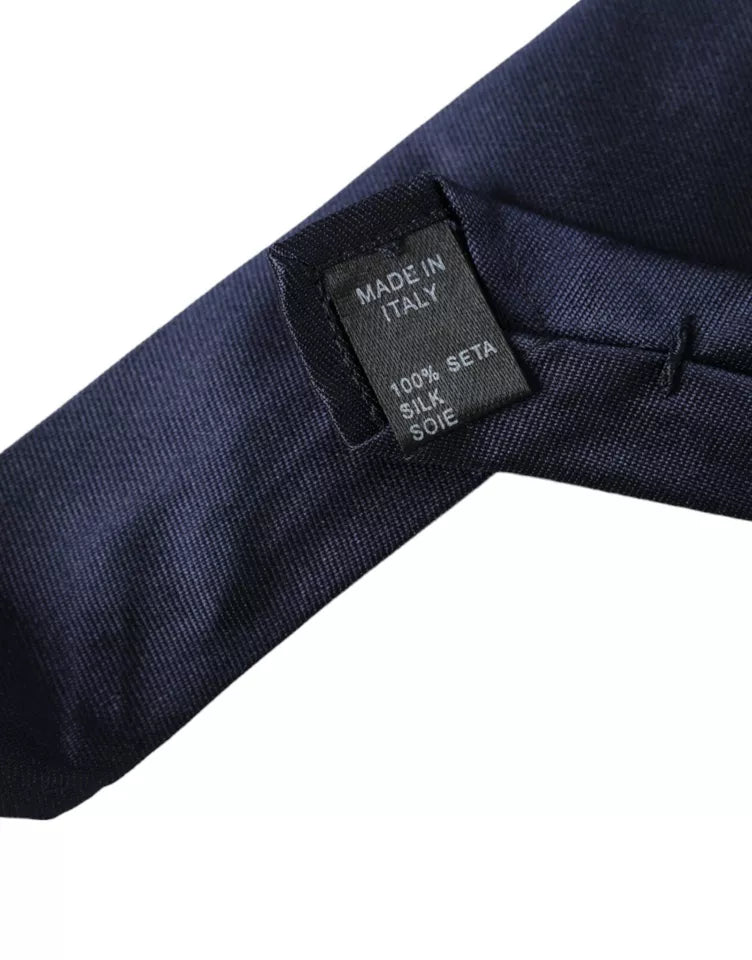 Cravate fine ajustable en soie bleu foncé Dolce &amp; Gabbana