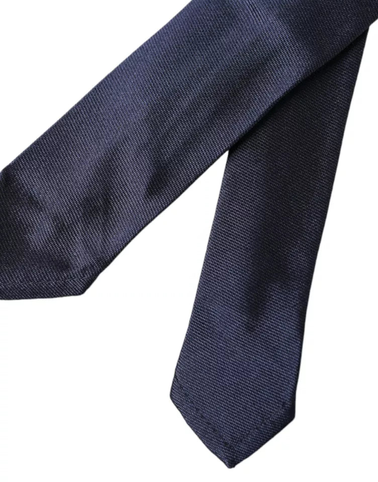 Cravate fine ajustable en soie bleu foncé Dolce &amp; Gabbana