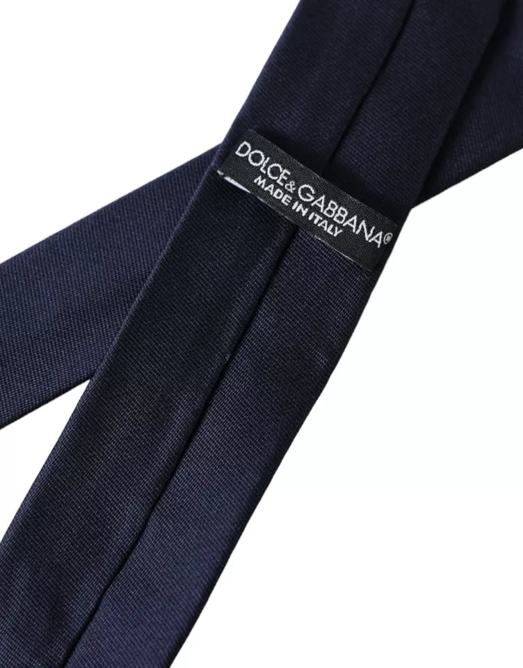 Cravate fine ajustable en soie bleu foncé Dolce &amp; Gabbana