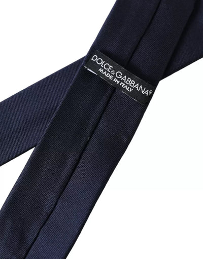 Cravate fine ajustable en soie bleu foncé Dolce &amp; Gabbana