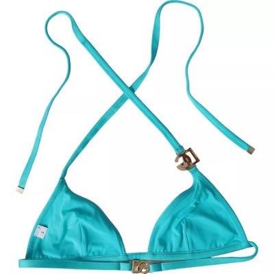 Dolce &amp; Gabbana Haut de bikini dos nu bleu vert avec logo DG