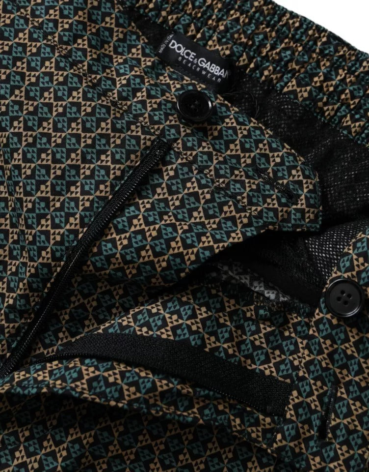 Dolce &amp; Gabbana Bruine Gestreepte Strandkleding Zwemshorts Badmode