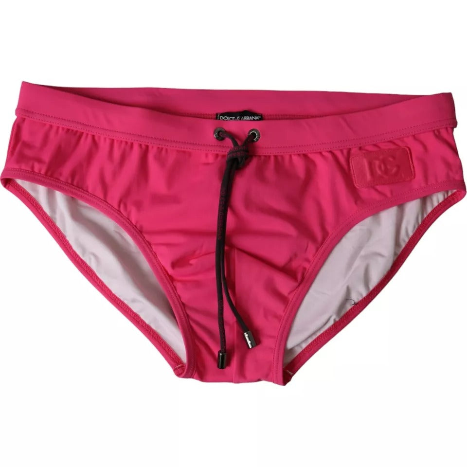 Dolce &amp; Gabbana Roze Nylon DG Logo Strandkleding Slip Badmode Heren