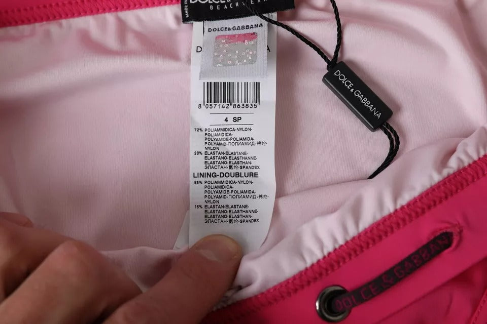 Dolce &amp; Gabbana Roze Nylon DG Logo Strandkleding Slip Badmode Heren