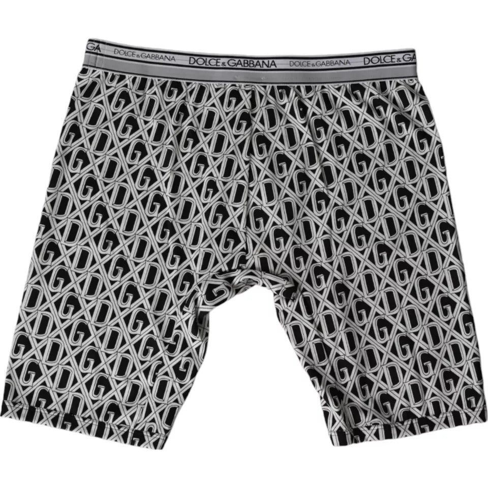 Dolce &amp; Gabbana Zwart Wit DG Logo Katoen Stretch Fietsondergoed Heren