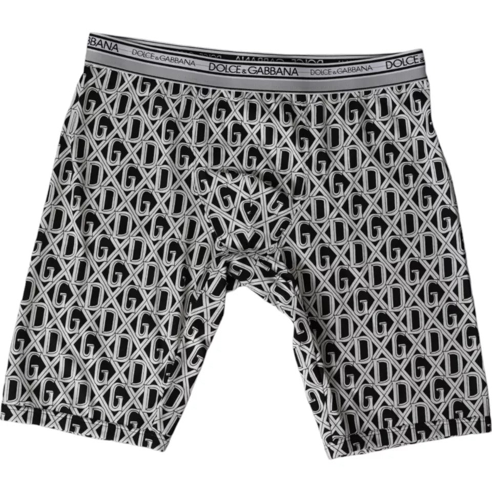 Dolce &amp; Gabbana Zwart Wit DG Logo Katoen Stretch Fietsondergoed Heren