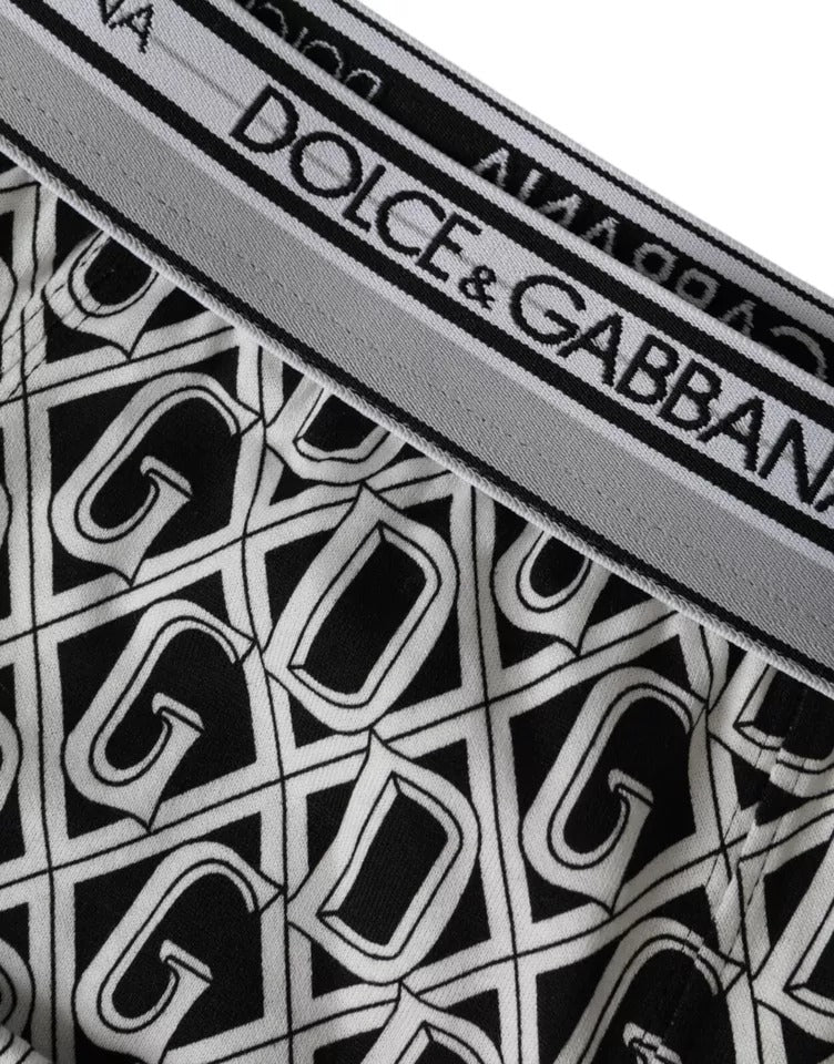 Dolce &amp; Gabbana Zwart Wit DG Logo Katoen Stretch Fietsondergoed Heren