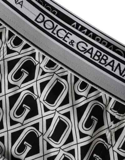 Dolce &amp; Gabbana Zwart Wit DG Logo Katoen Stretch Fietsondergoed Heren