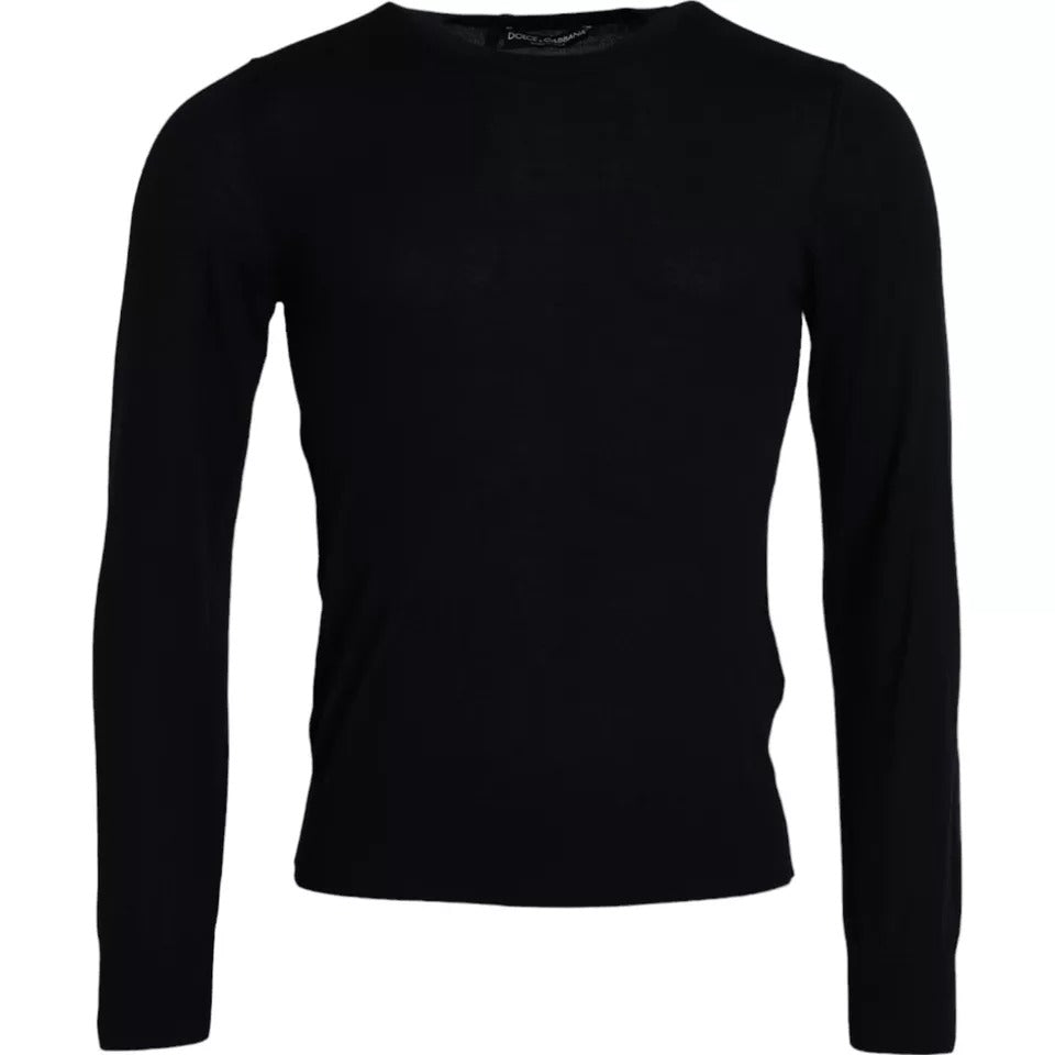 Dolce &amp; Gabbana Zwarte Kasjmier Trui met Ronde Hals