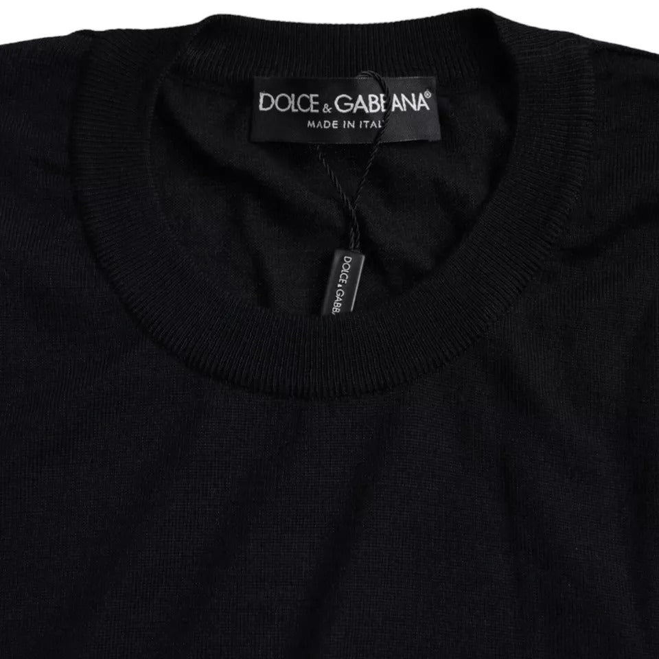 Dolce &amp; Gabbana Zwarte Kasjmier Trui met Ronde Hals