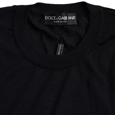 Dolce &amp; Gabbana Zwarte Kasjmier Trui met Ronde Hals