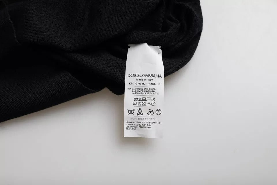 Dolce &amp; Gabbana Zwarte Kasjmier Trui met Ronde Hals