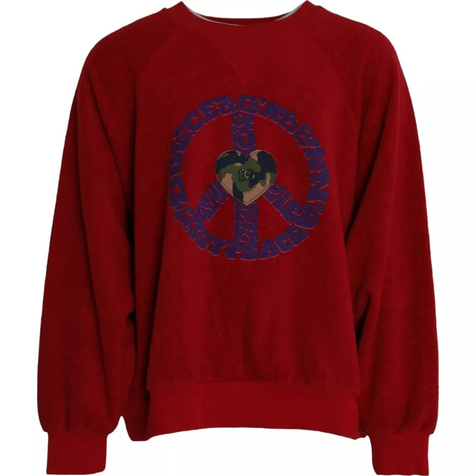 Dolce &amp; Gabbana Rode Logo Katoenen Trui met Ronde Hals