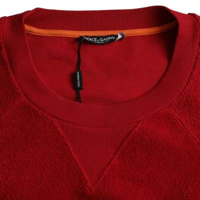 Dolce &amp; Gabbana Rode Logo Katoenen Trui met Ronde Hals