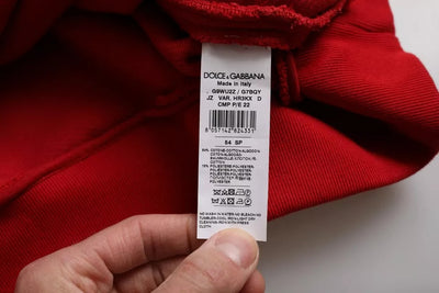 Dolce &amp; Gabbana Rode Logo Katoenen Trui met Ronde Hals