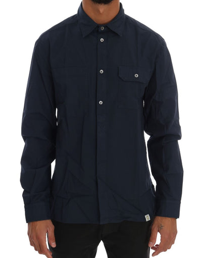 Chemise décontractée à manches longues en coton bleu John Galliano