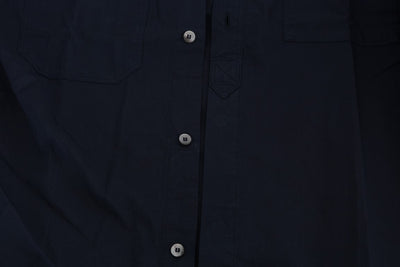 Chemise décontractée à manches longues en coton bleu John Galliano