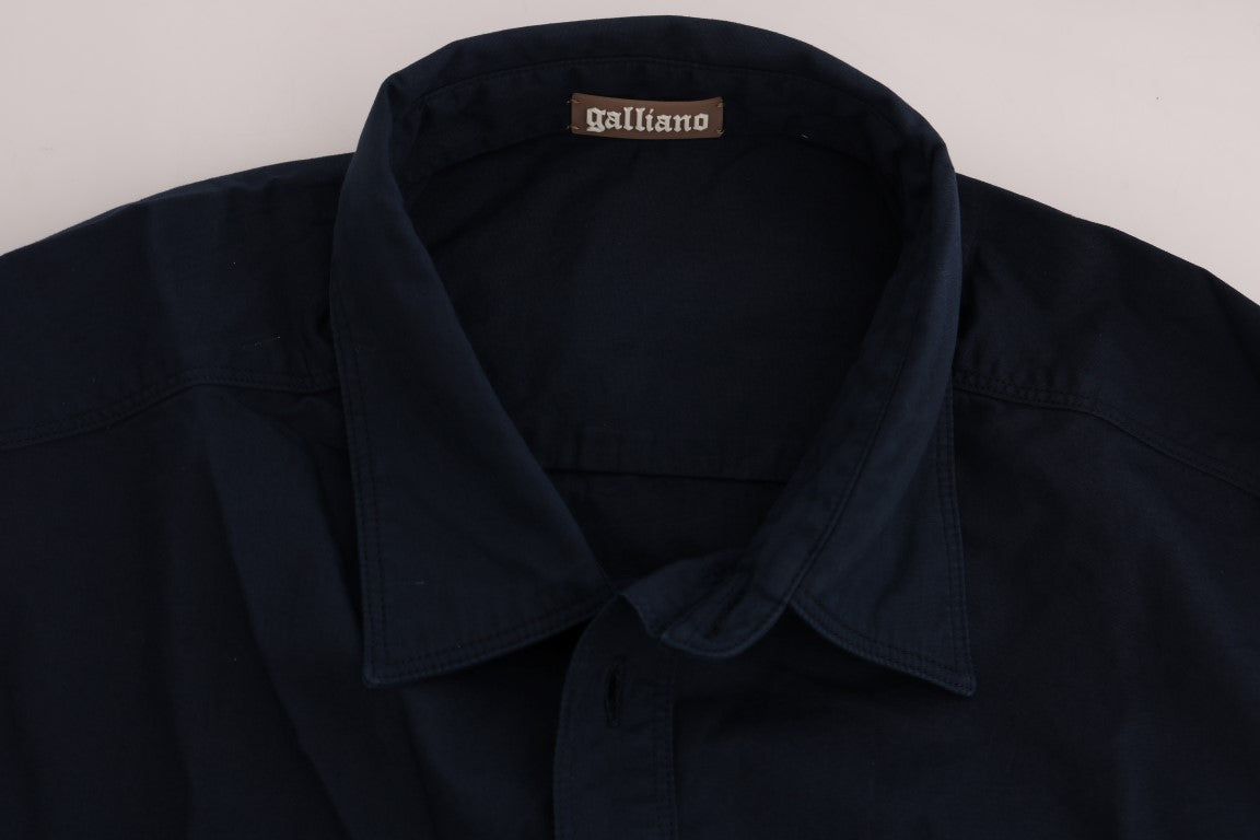 Chemise décontractée à manches longues en coton bleu John Galliano