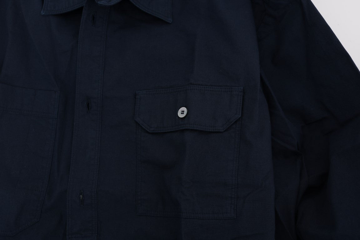 Chemise décontractée à manches longues en coton bleu John Galliano
