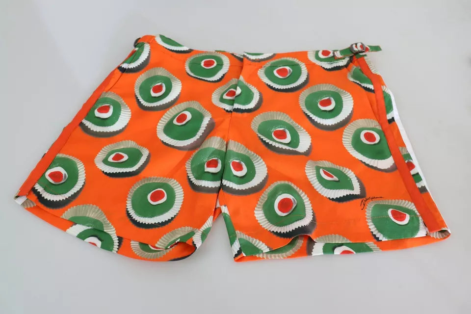 Dolce &amp; Gabbana Orange Cupcake Beachwear Shorts Badmode